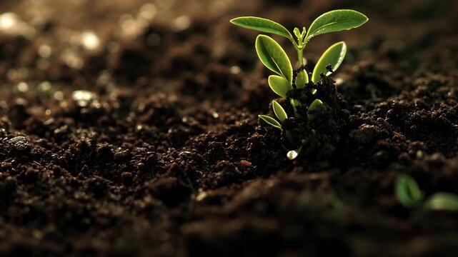 Green Sprout Emerging from Soil / 土から芽吹く緑の若芽6