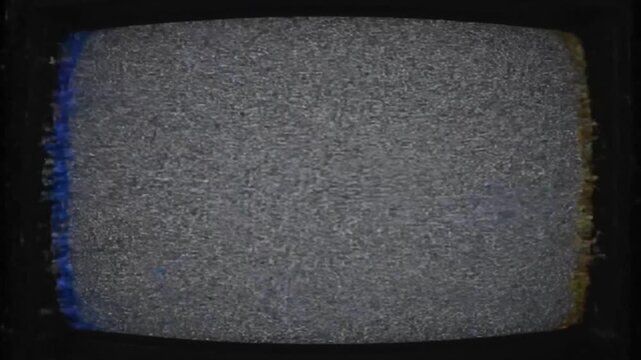 Vintage television screen static fuzz signal loss with colorful glitches and horizontal lines