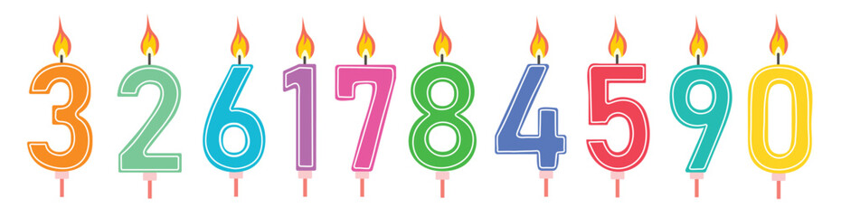 candles for kids birthday holiday cake cartoon vector set