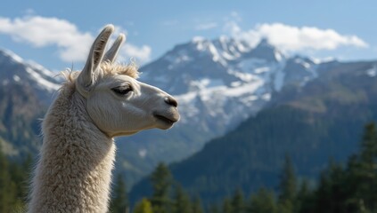 Obraz premium Llama gazing at the mountains