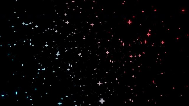 Stars, night, dark, sky, motion, snowfall, loop, sparkle, celebration, particles, animation, snow, light, Christmas, winter, falling, warmth, color, holidays, snowflakes, black, space, vector, particl