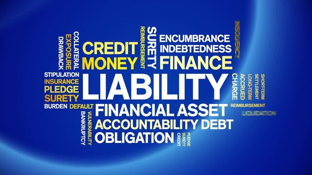 Liability animated word cloud-text design animation tag kinetic typography seamless loop.