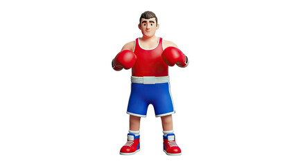 3D Rendered Cartoon Boxer in Red and Blue Outfit
