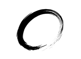 黒い墨で描いた丸印のイラスト素材