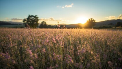 Obraz premium Lovely rural area featuring buckwheat blooms
