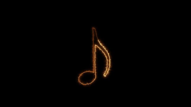 Music note Glowing neon effect for overlay. Music symbol neon. Abstract neon music notes glowing animation.
