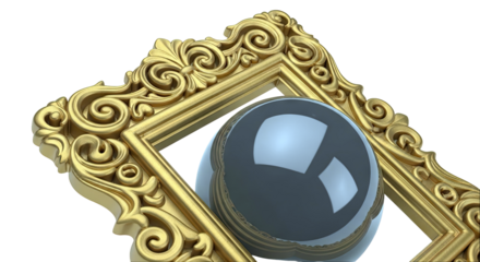 Ornate Gold Frame with Dark Sphere