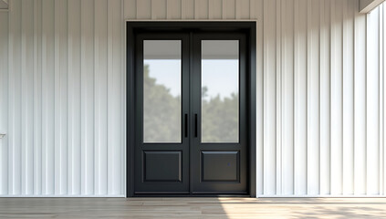 Fototapeta premium Modern Black Double Glass Doors