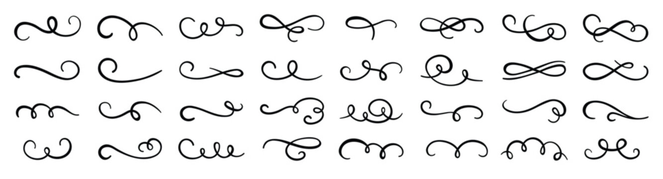 Calligraphic swirl flourish modern swirling flourishes