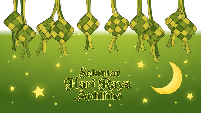 Celebrating hari raya aidilfitri with traditional lanterns isolated on transparent background