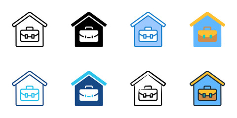 Home office icons set multiple style collection. Editable stroke 
