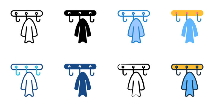 Coat rack icons set multiple style collection. Editable stroke 
