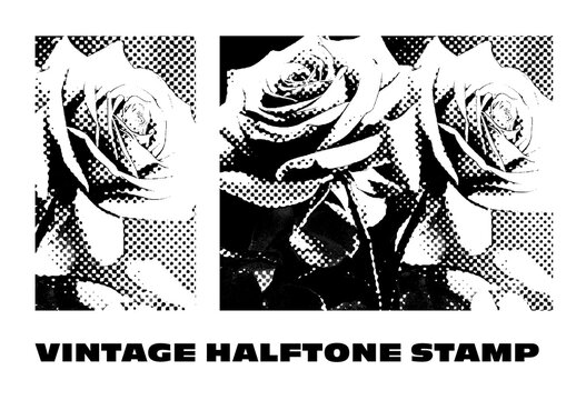 Black And White Vintage Halftone Stamp Photo Effect