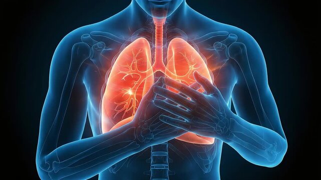 Medical 3D illustrations visualizing chest pain and lung diseases