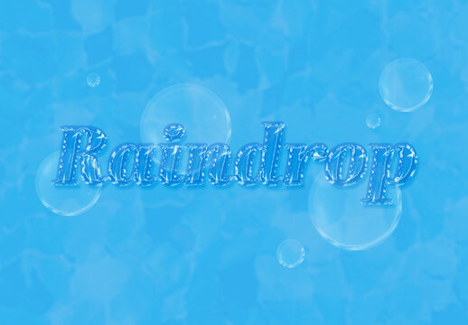Blue Glossy Liquid Water Drops Text Effect Shiny Bubble Font