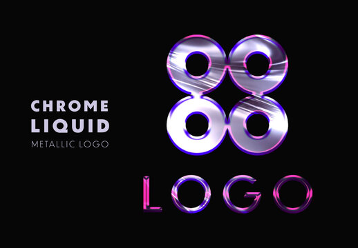 Chrome Metallic Logo And Text Effect Mockup