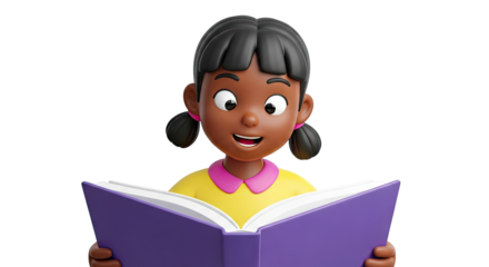 3D Girl Reading a Book