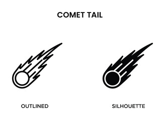 Fototapeta premium Comet Tail Outlined and Silhouette Style Vector Graphic, Space Exploration Icon, Comet Symbol, Meteor Illustration