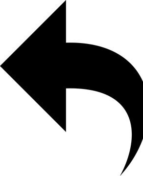 Black curved arrow pointing left on a white background.