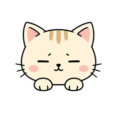 Fototapeta premium cute cat faces with hand-drawn style. flat design style minimal vector illustration, Funny cats face emtions. Cute funny cat characters faces, animals emtion set, happy and angry, sad. Generative ai