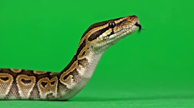 Burmese Python Snake Head Closeup Studio Shot.