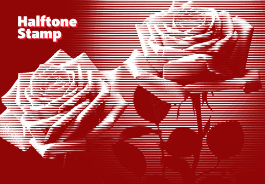 Striped Halftone Scanline Photo Effect