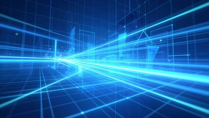 Obraz premium High-tech abstract digital background with futuristic grid technology blue glow