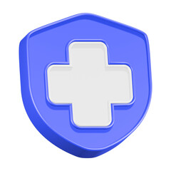 Obraz premium cross shield icon 3d render blue color