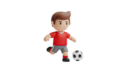 3D Cartoon Soccer Player Kicking a Ball