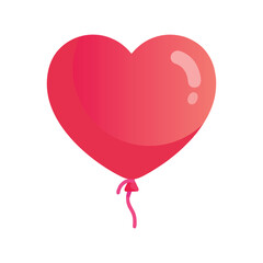 Happy couple kissing love heart balloon flat design vector illustration