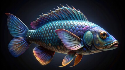 Fototapeta premium Iridescent beauty of a fishs skin shines in closeup detail