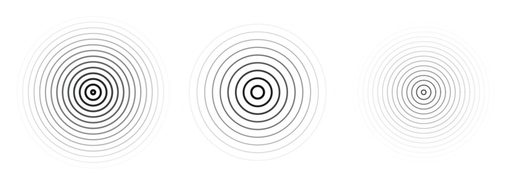  concentric ripple circles set sonar or sound wave rings 