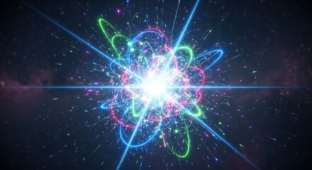Vivid Neon Atom Burst in Deep Space