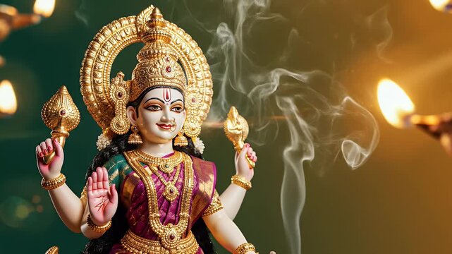 Chithirai Thiruvizha Goddess Meenakshi Idol in Silk Garments and Gold Jewelry