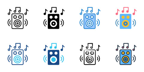 Sound system icons set multiple style collection. Editable stroke 
