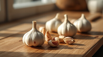Rustic Garlic Cooking Ingredient Stock Photo