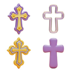 Fototapeta premium 3d rendered collection of stylized crosses
