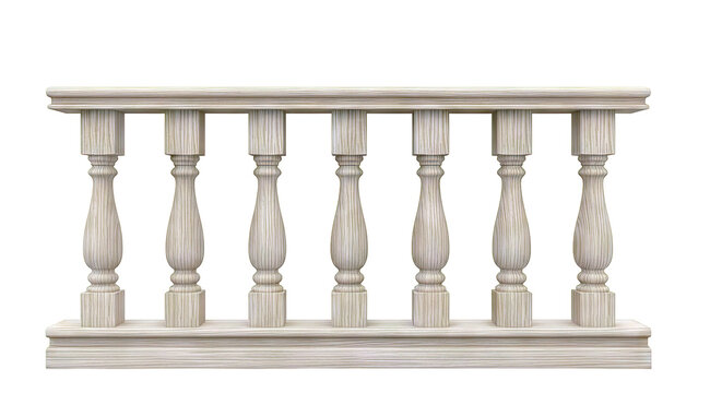 Wooden Baluster Railing Section