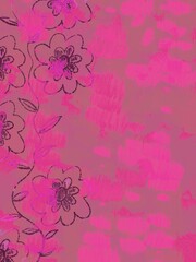 Neon floral digital stationary wallpaper with paint streaks