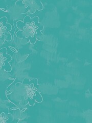 Patterned floral wallpaper background with bright colors and stitched elements
