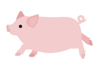 トコトコ走る豚のイラスト