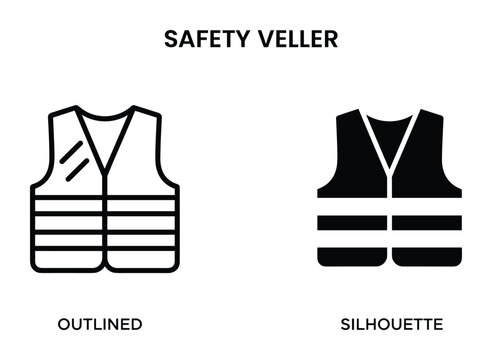Safety vest outlined and silhouette vector design. Protective clothing illustration.