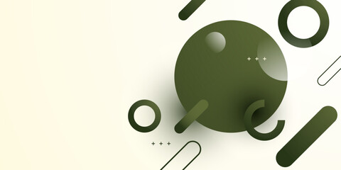 Abstract bright background with overlap geometric green circle and rectangle pattern design.