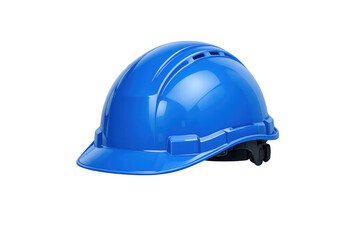 Fototapeta premium Blue hard hat representing industrial worker safety, construction protective equipment, and essential worker protection