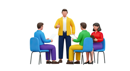 3D illustration of a team meeting or training session