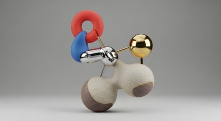 3D Molecule Model with Metal Atoms Surreal Silliness
