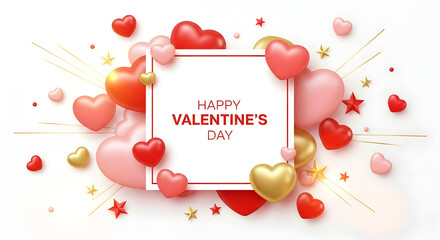 Happy valentine's day greeting card with hearts