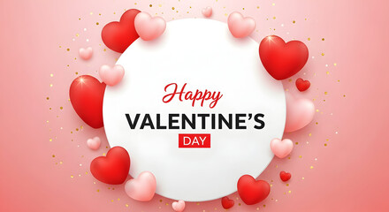 Valentine's day greeting with hearts and bubbles