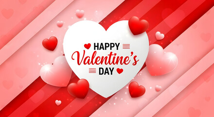 Valentine's day greeting card with hearts and stripes