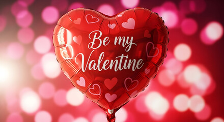Valentine's day heart shaped balloon with be my valentine text